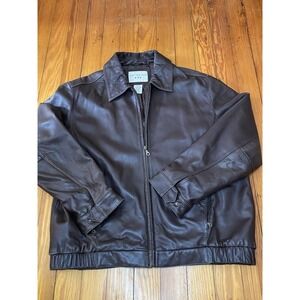 Y2k Vintage Grandpa Covington Brown Leather Bomber Jacket Coat Size XLarge 46-48